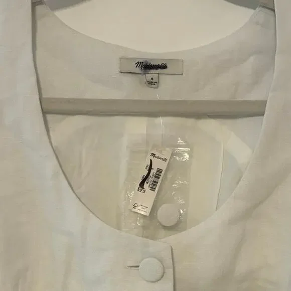 NWT Madewell Scoopneck Cutaway Linen Vest In White Salt Size 8 - Picture 6 of 8